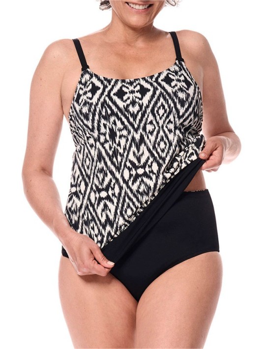 Maillot de bain haut de tankini Salta Noir / Blanc Amoena