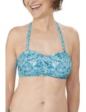 Haut de maillot de bain souple type bandeau Malibu bleu ciel/blanc Amoena devant