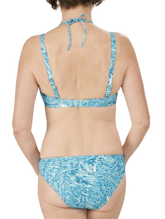 Haut de maillot de bain souple type bandeau Malibu bleu ciel/blanc Amoena derrière