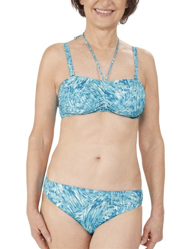 Haut de maillot de bain souple type bandeau Malibu bleu ciel/blanc Amoena devant