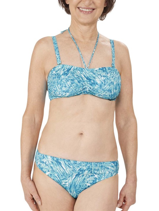 Haut de maillot de bain souple type bandeau Malibu bleu ciel/blanc Amoena devant