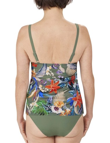 Top tankini Krabi imprimé vert olive Amoena devant