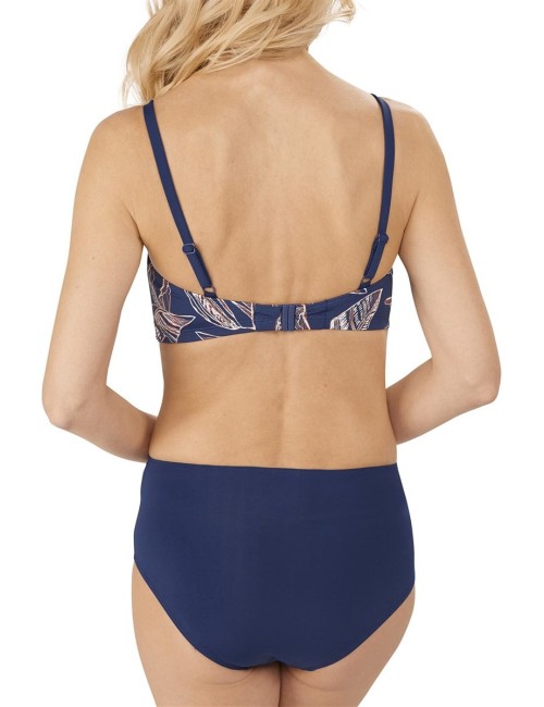 Haut de maillot souple Lanzarote bleu indigo ambre Amoena devant