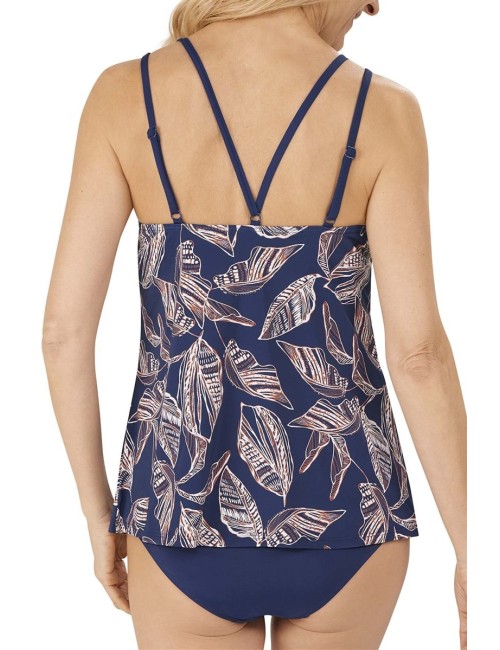 Top Tankini Lanzarote bleu indigo ambre Amoena devant