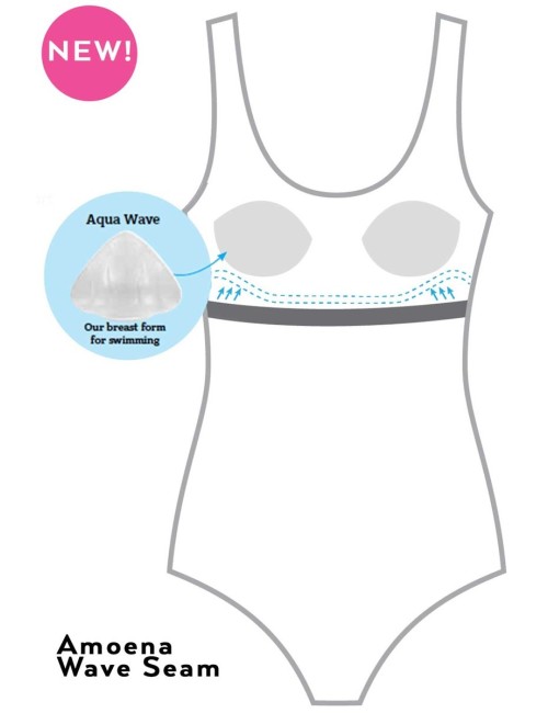 Maillot nageur une pièce Lanzarote bleu indigo ambre Amoena devant