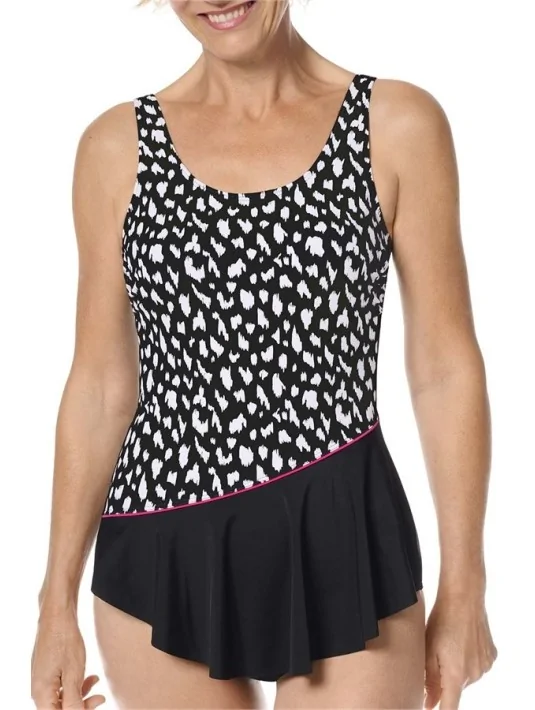 Maillot nageur avec jupe Manila noir devant Amoena