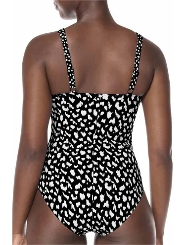 Maillot nageur Manila haute encolure noir/blanc devant Amoena