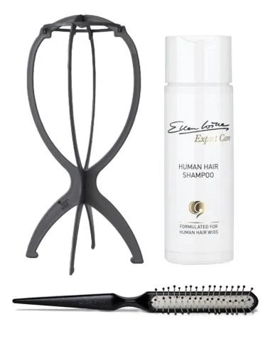 Pack beauté des cheveux naturels Ellen Wille : PORTE PERRUQUE, BROSSE AVEC PICOTS, SHAMPOING CHEVEUX NATURELS