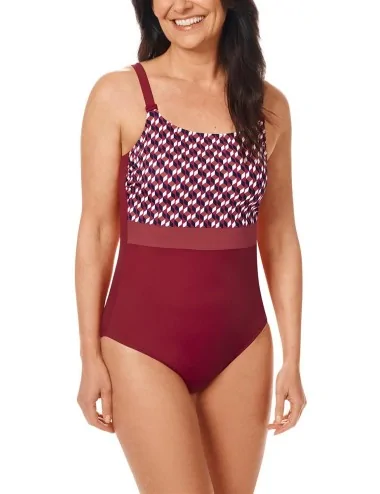 Maillot de bain une pièce Apulia Imprimé rouge bordeaux Amoena