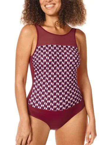 Maillot de bain nageur Apulia Haute encolure Rouge Bordeaux Amoena