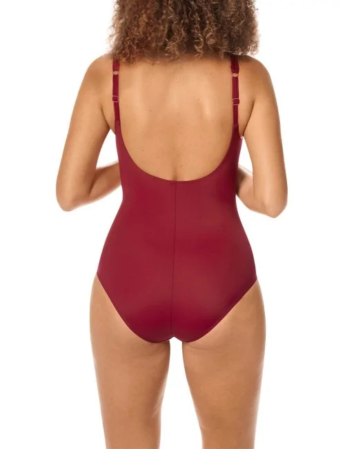 Maillot de bain nageur Apulia Haute encolure Rouge Bordeaux Amoena