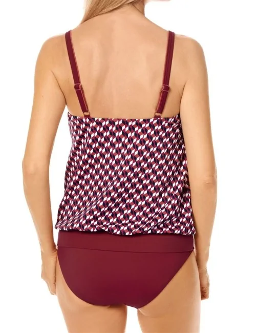 Top blouson de bain Apulia Imprimé Rouge Bordeaux Amoena