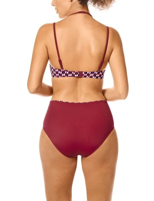 Haut de maillot de bain Apulia paddé sans armatures Imprimé Rouge Bordeaux Amoena