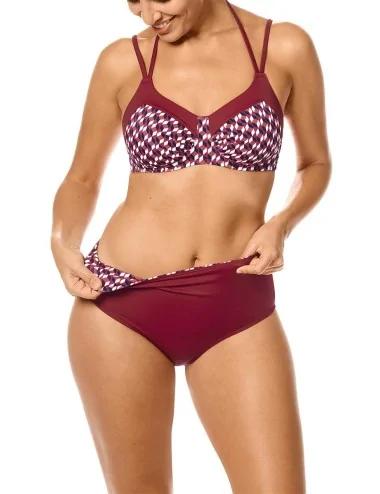 Haut de maillot de bain Apulia paddé sans armatures Imprimé Rouge Bordeaux Amoena