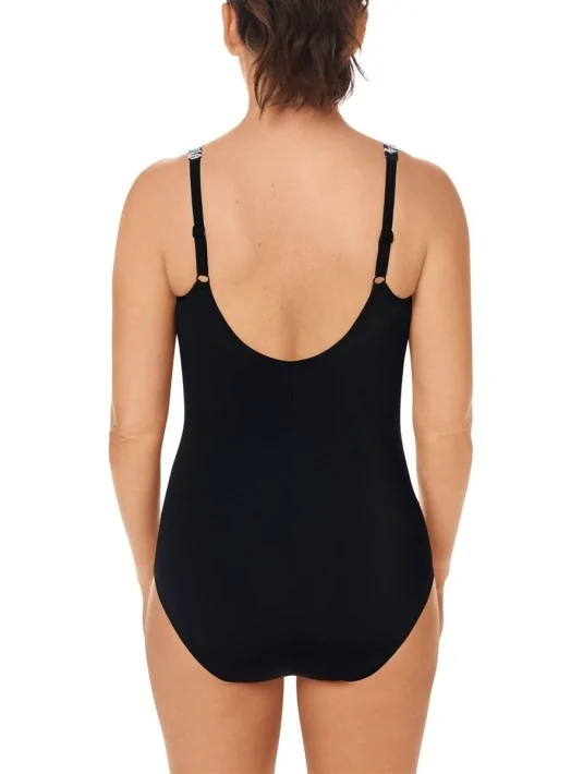 Maillot nageur Koh Samui encolure haute Noir & Blanc Amoena