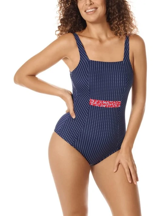 Maillot de bain une pièce nageur Algarve imprimé marine Amoena