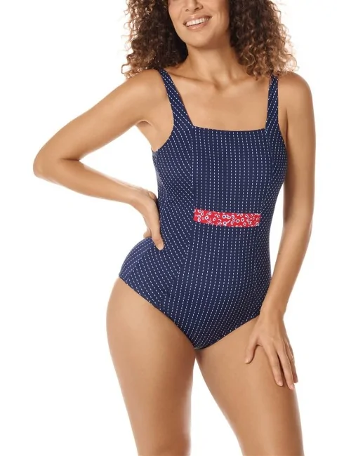 Maillot de bain une pièce nageur Algarve imprimé marine Amoena