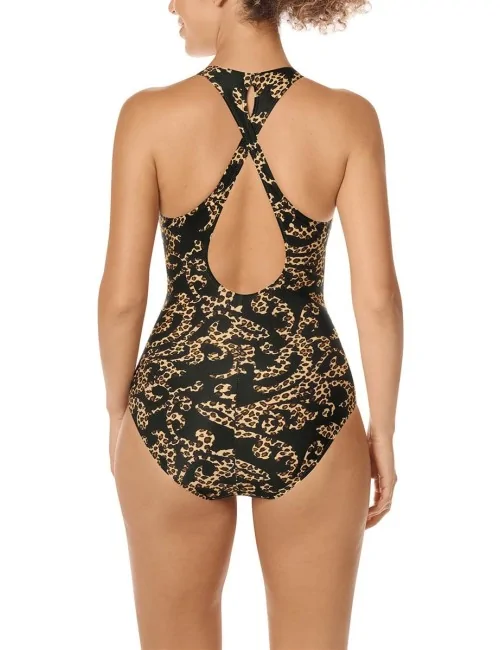 Maillot de bain une pièce Sri Lanka Encolure haute Noir & Doré Amoena