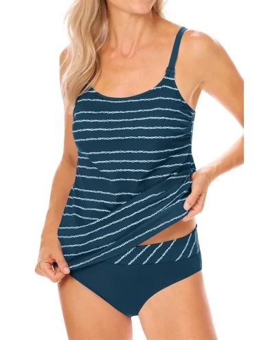 Tankini Timeless Chic Bleu canard & Blanc Amoena