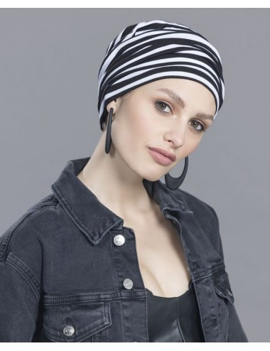 Bonnet GOGA black white striped ELLEN WILLE