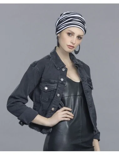 Bonnet GOGA black white striped ELLEN WILLE