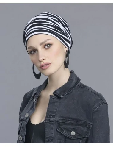 Bonnet GOGA black white striped ELLEN WILLE