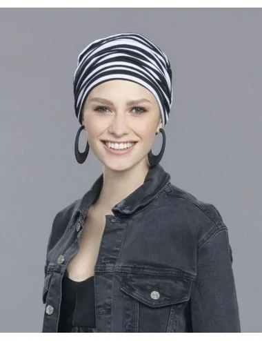 Bonnet GOGA black white striped ELLEN WILLE