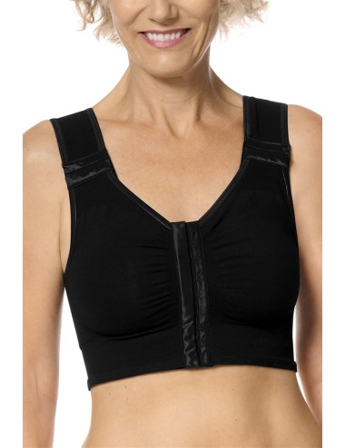 Soutien-gorge Lymph Flow Long sans armatures Noir soins lymphatiques Amoena