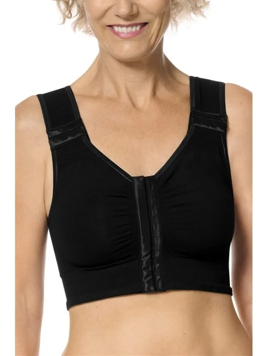 Soutien-gorge Lymph Flow Long sans armatures Noir soins lymphatiques Amoena