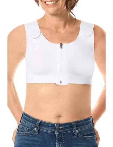 Soutien-gorge Lymph Flow sans armatures ouvert devant Blanc soins lymphatiques Amoena