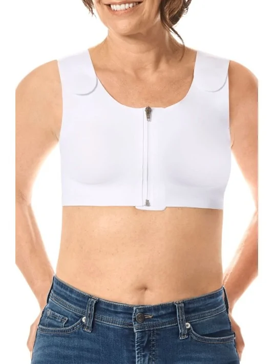 Soutien-gorge Lymph Flow sans armatures ouvert devant Blanc soins lymphatiques Amoena