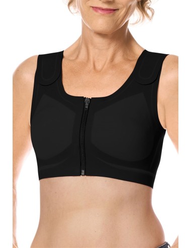 Soutien-gorge Lymph Flow sans armatures ouvert devant Noir soins lymphatiques Amoena