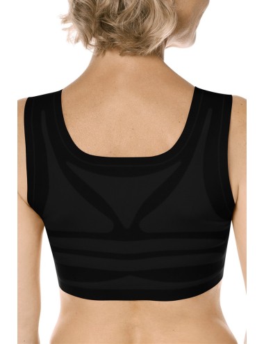 Soutien-gorge Lymph Flow sans armatures ouvert devant Noir soins lymphatiques Amoena