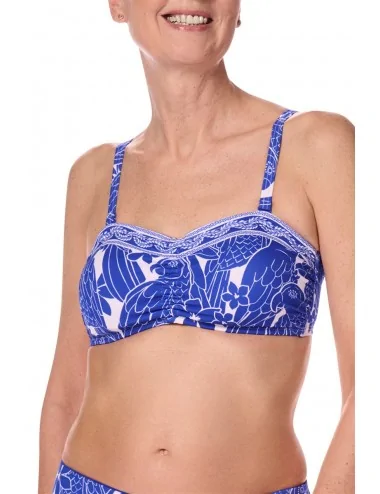 Haut de maillot bandeau Azores sans armatures Royal blue / White Amoena