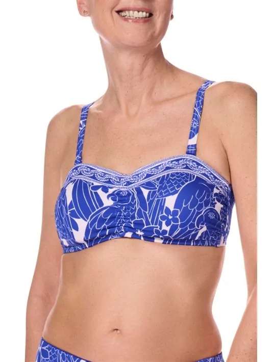 Haut de maillot bandeau Azores sans armatures Royal blue / White Amoena