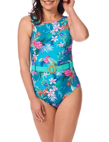 Maillot de bain une pièce Alvor haute encolure Turquoise / Multi Amoena