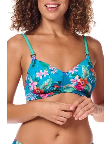 Haut de maillot paddé Alvor sans armatures Turquoise/Multi Amoena