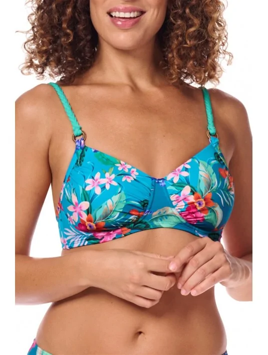 Haut de maillot paddé Alvor sans armatures Turquoise/Multi Amoena