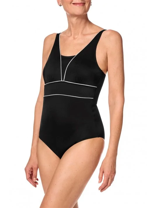 Maillot de bain une pièce Ravello noir argent amoena