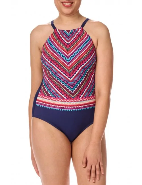 Maillot de bain une pièce Thassos haute encolure Bleu Navy / Multi amoena