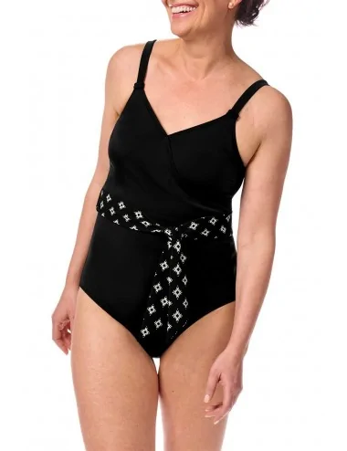 Maillot de bain une pièce Palermo noir black blanc cassé off-white amoena