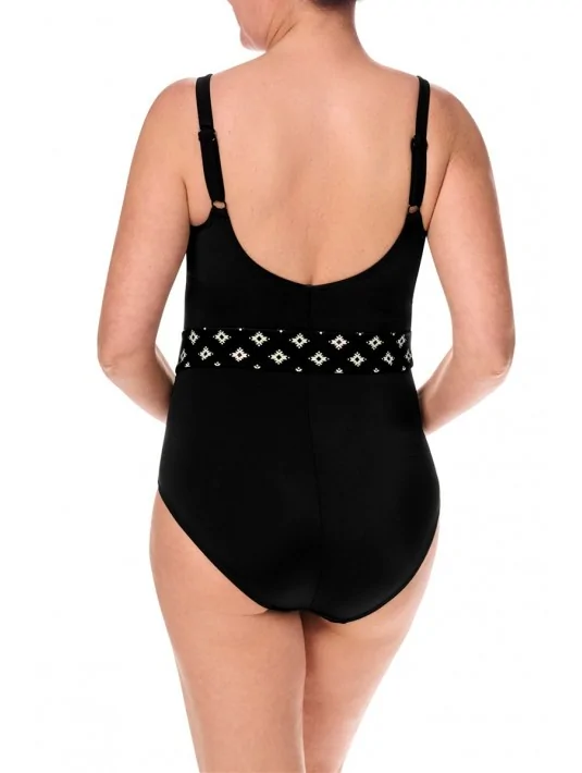 Maillot de bain une pièce Palermo noir black blanc cassé off-white amoena