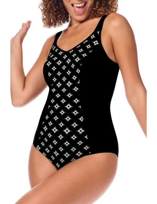 Maillot de bain une pièce Palermo FB noir black blanc cassé off-white amoena