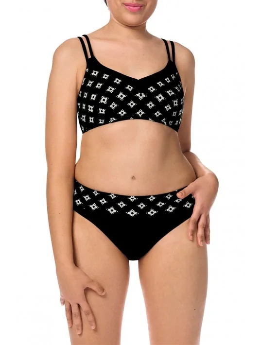 Haut de maillot de bain Palermo sans armatures noir black blanc cassé off white amoena