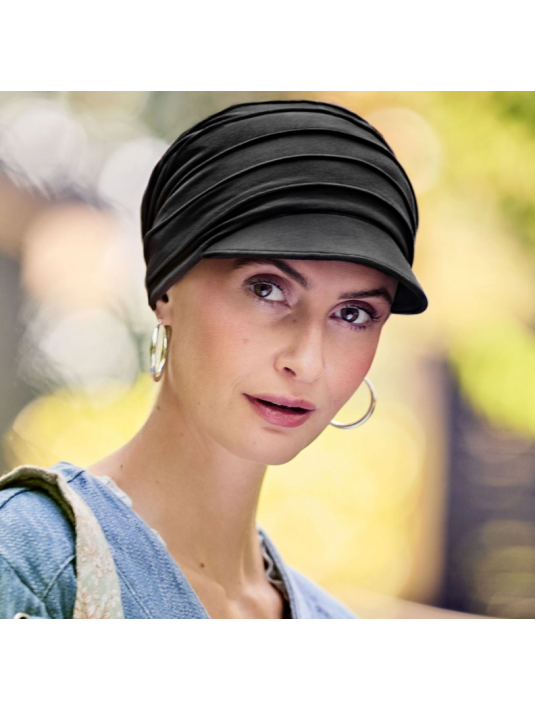 Casquette Drapée Noir Elite Hair Christine HeadWear Casquette Drapée Noir Elite Hair Christine HeadWear