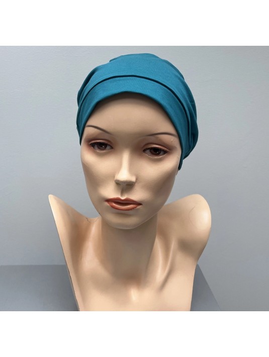 Bonnet Basic Coton Bleu Canard Elite Haire Christine HeadWear
