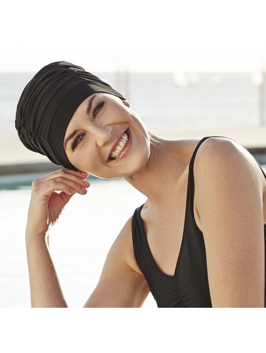 Swim Cap Noir Elite Hair Christine HeadWear Swim Cap Noir Elite Hair Christine HeadWear