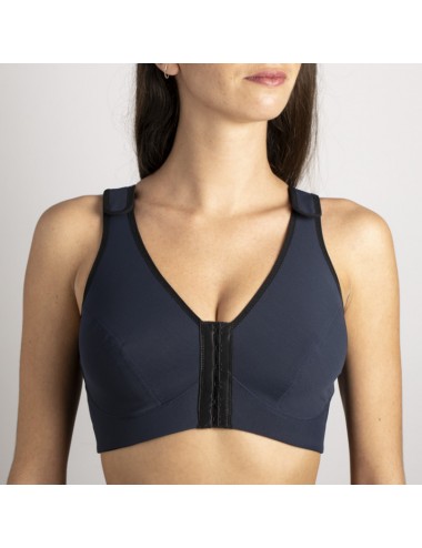 Brassière de contention Bio Médicoton bretelles réglables bleu marine Coeur de Lys