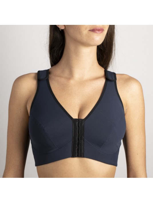 Brassière de contention Bio Médicoton bretelles réglables bleu marine Coeur de Lys Brassière de contention Bio Médicoton bretelles réglables bleu marine Coeur de Lys