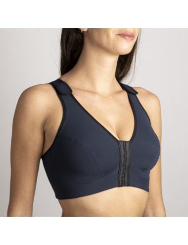 Brassière de contention Bio Médicoton bretelles réglables bleu marine Coeur de Lys